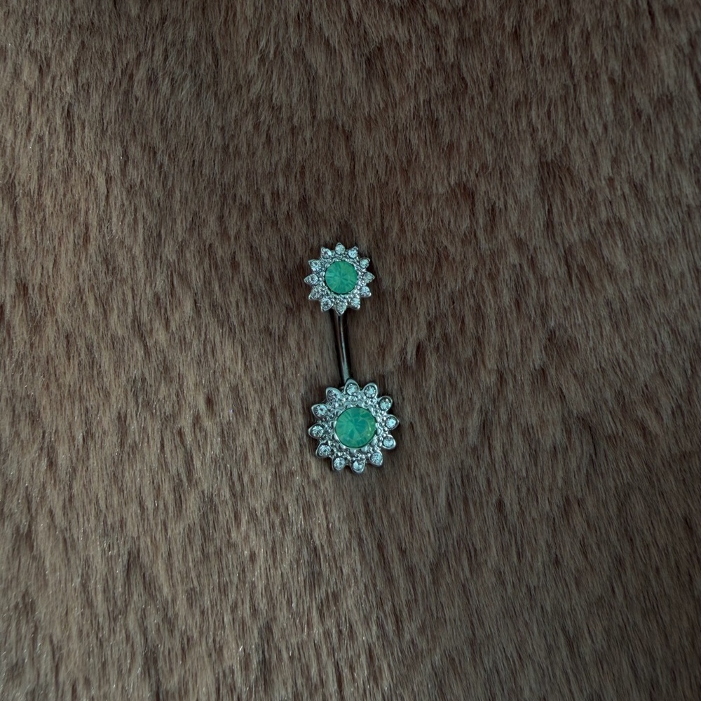 🌊 aqua rhinestone belly ring 🌊